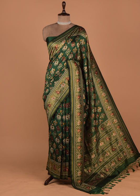 Green Art Silk Patola Saree