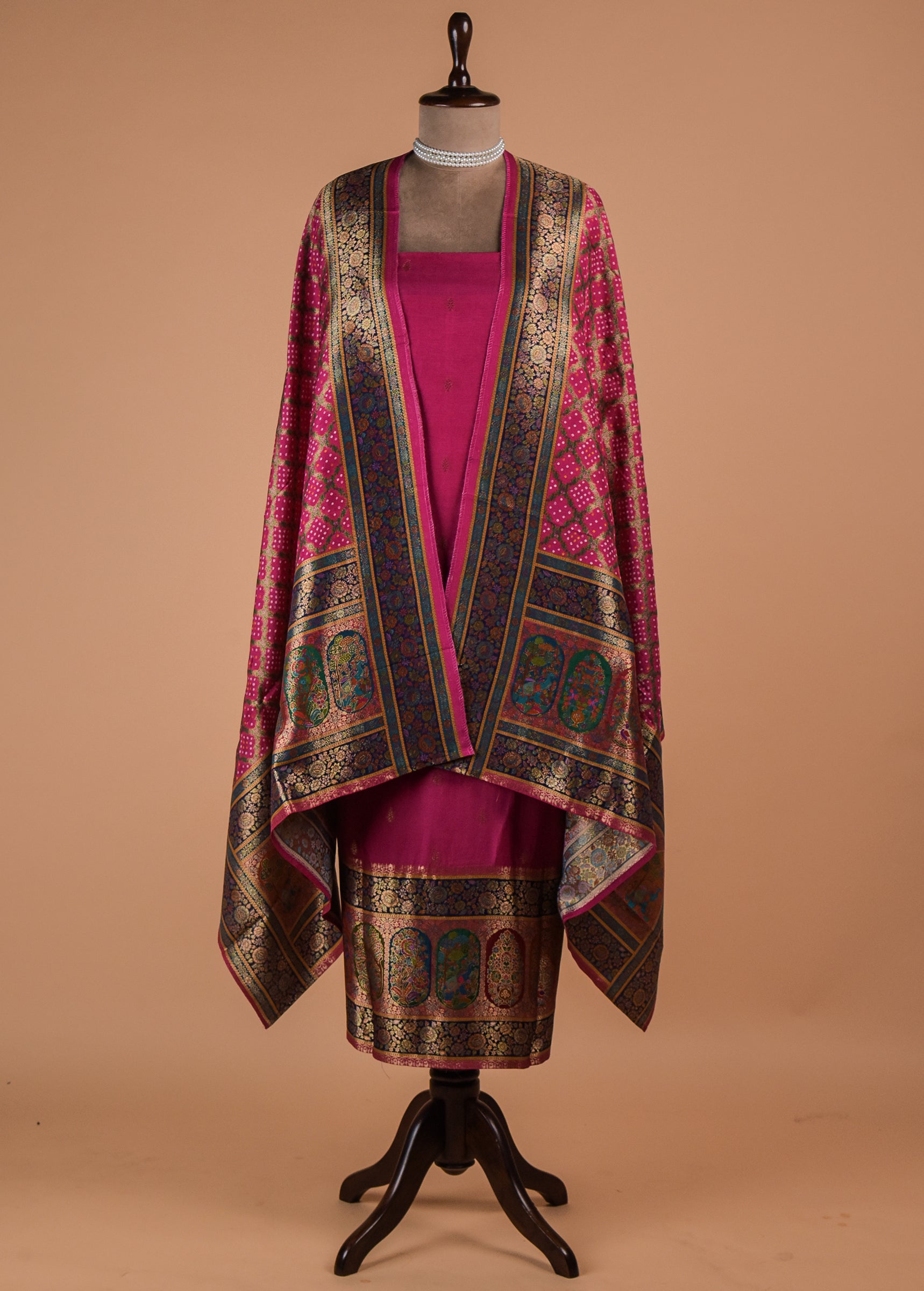Pink Dola Silk Dress Material