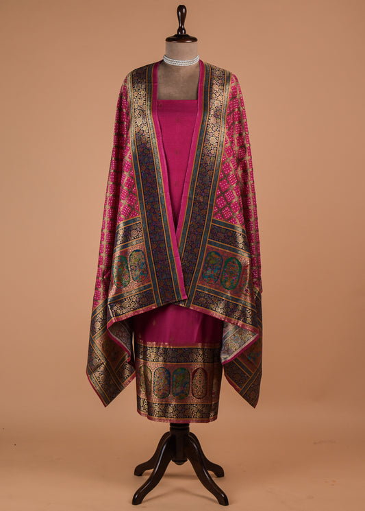 Pink Dola Silk Dress Material