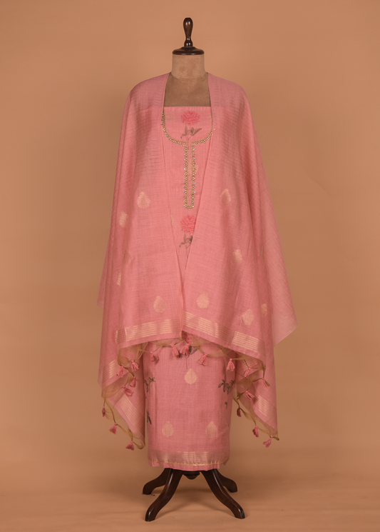 Pink Cotton Silk Dress Material