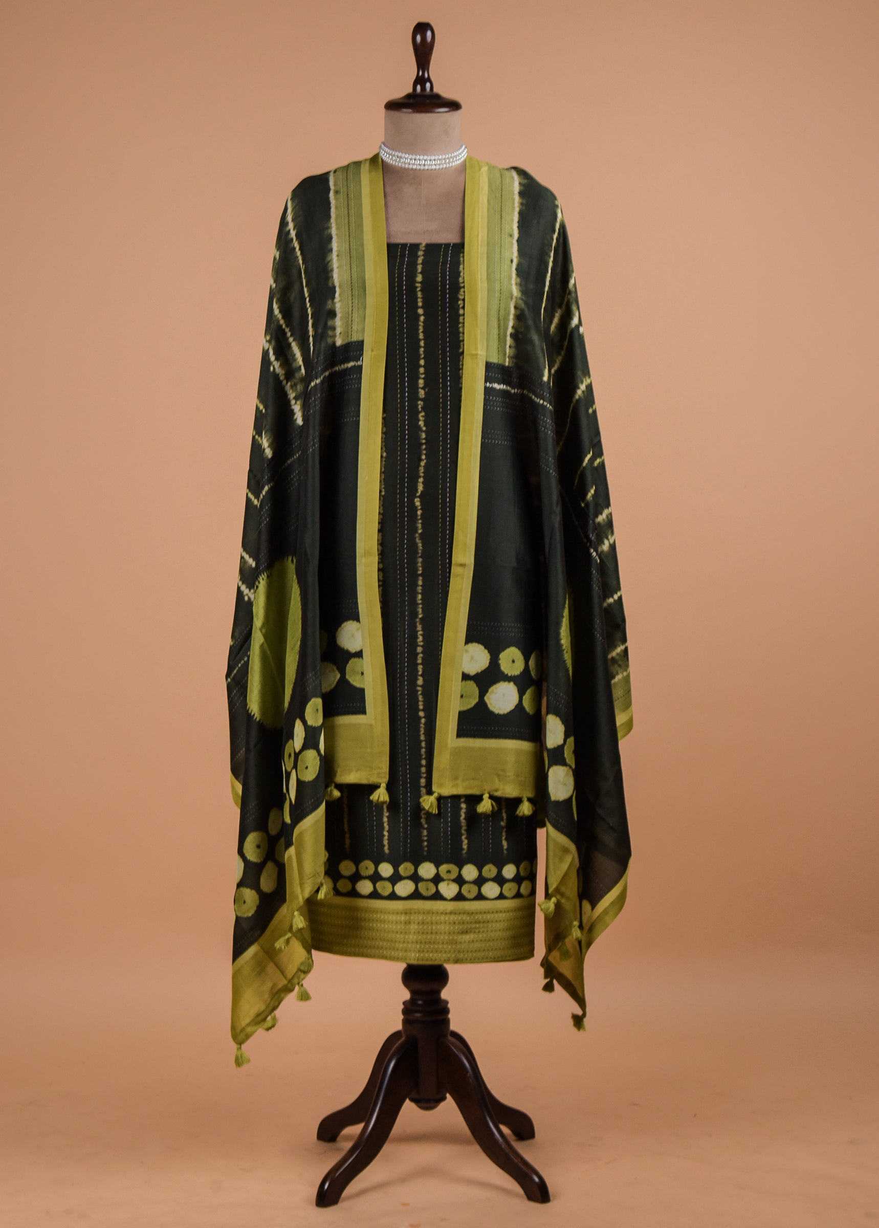 Green Cotton Tussar Dress Material