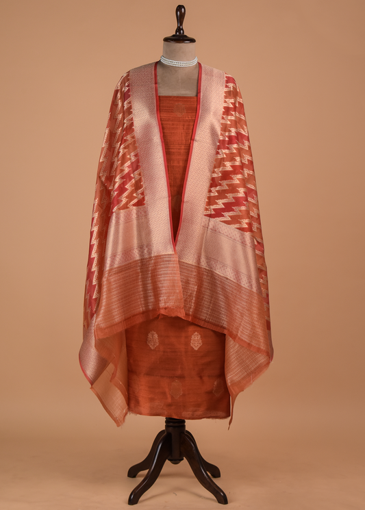 Rust Silk Dress Material | Greenways