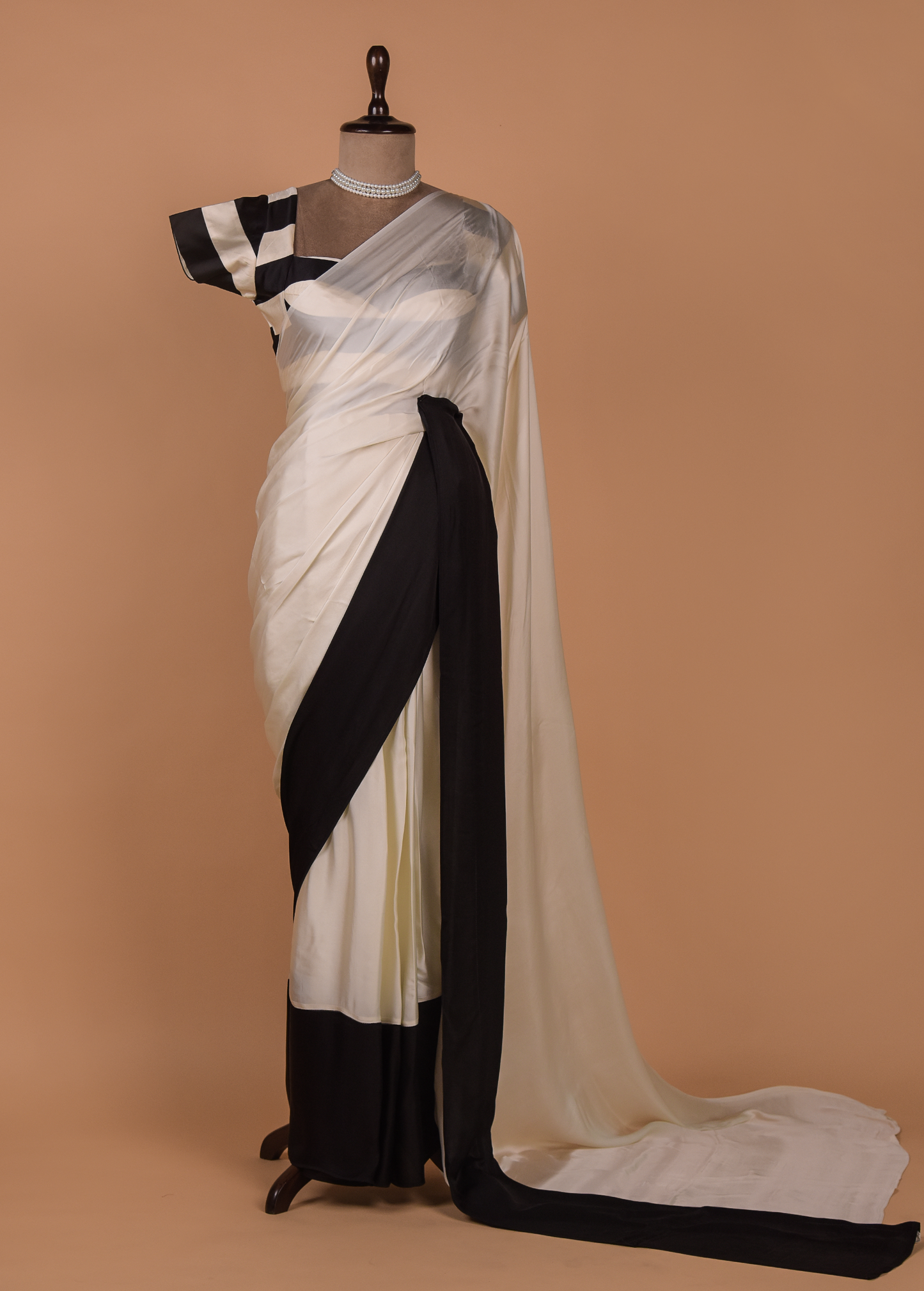 White Crepe Embroidered Saree
