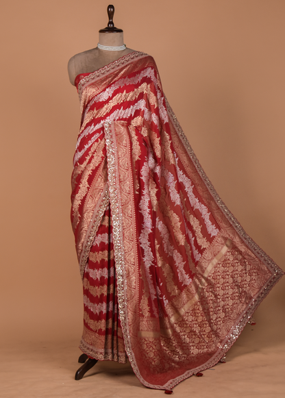 Red Georgette Banarasi Saree