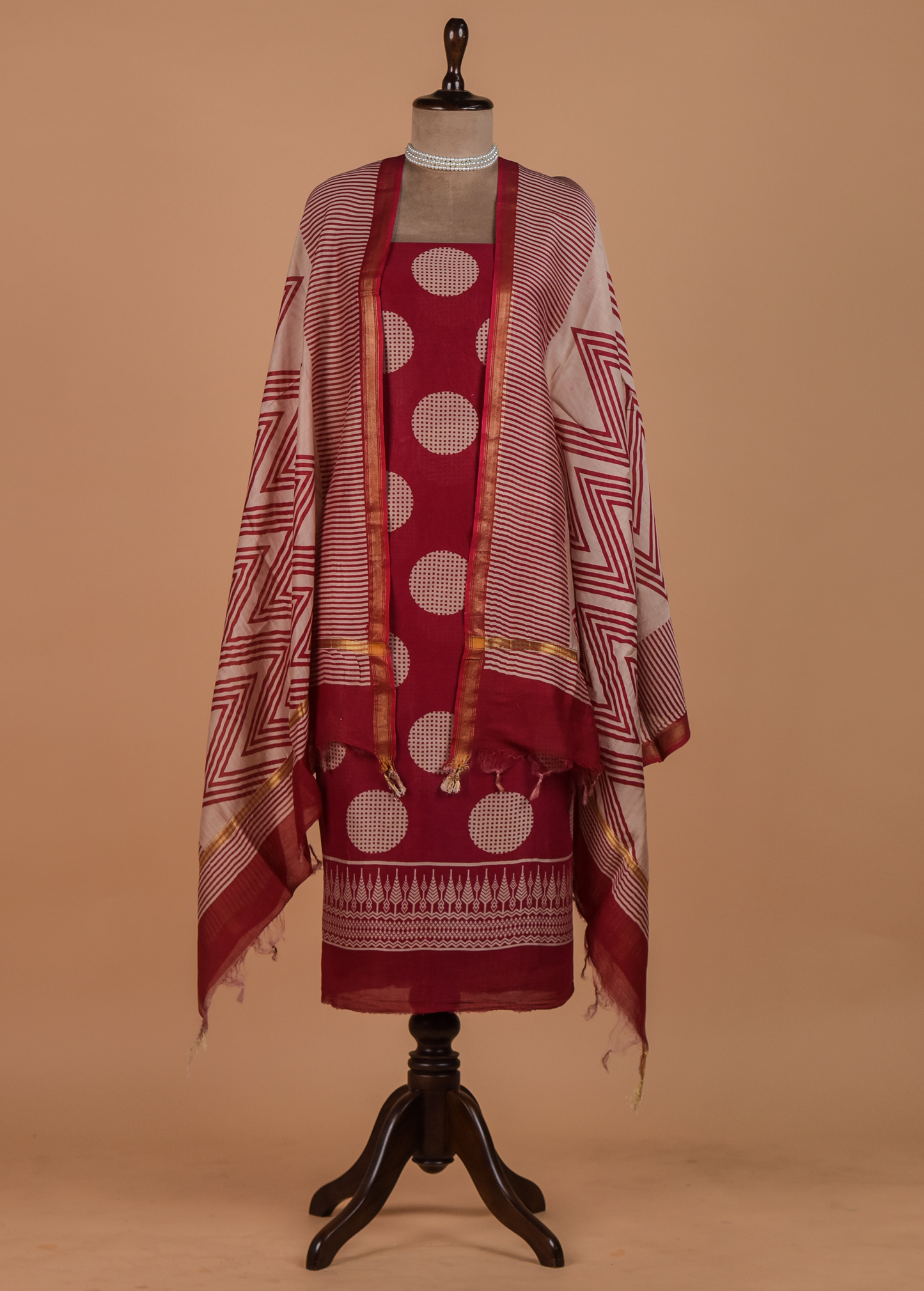 Red Cotton Dress Material