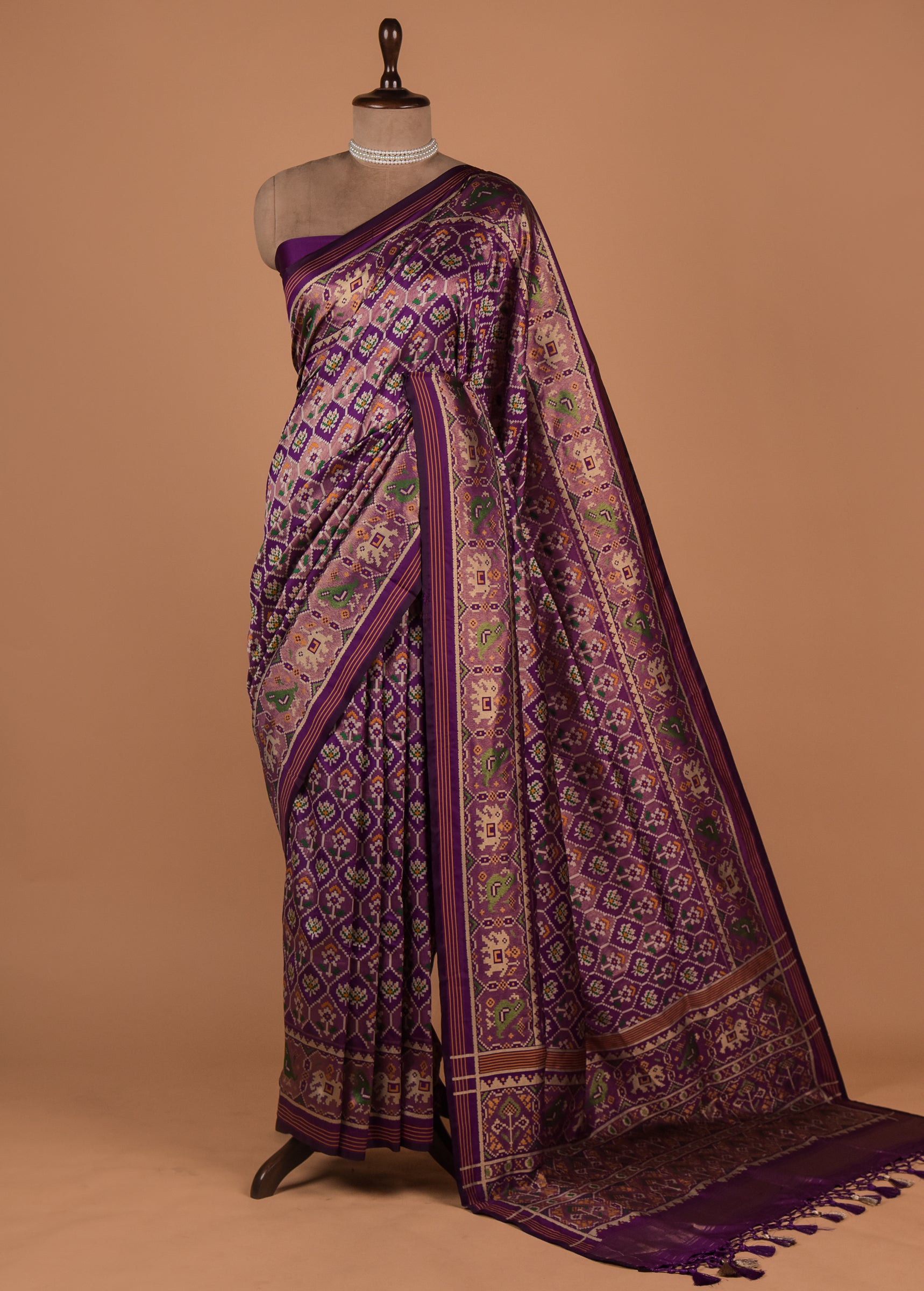 Purple Art Silk Patola Saree