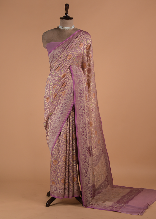 Purple Georgette Banarasi Saree