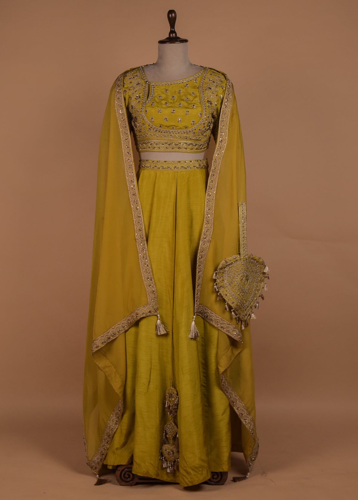 Yellow Raw Silk Lehenga Set
