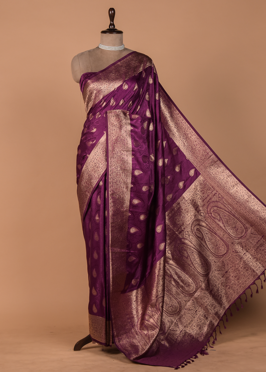 Wine Art Silk Kanjeevaram Saree