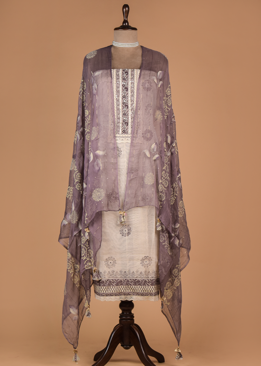 White Kota Dress Material