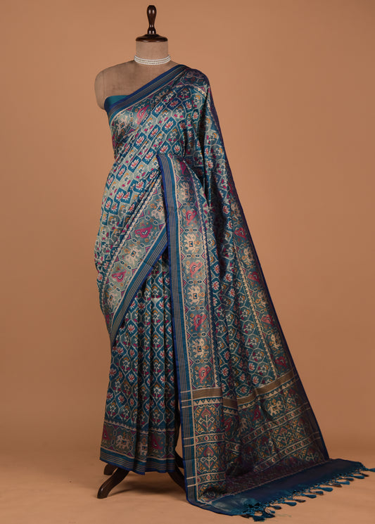 Blue Art Silk Patola Saree