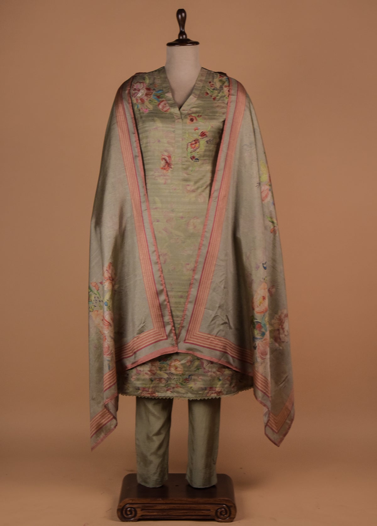 Green Tussar Straight Set