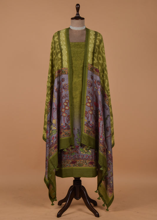 Green Cotton Silk Dress Material