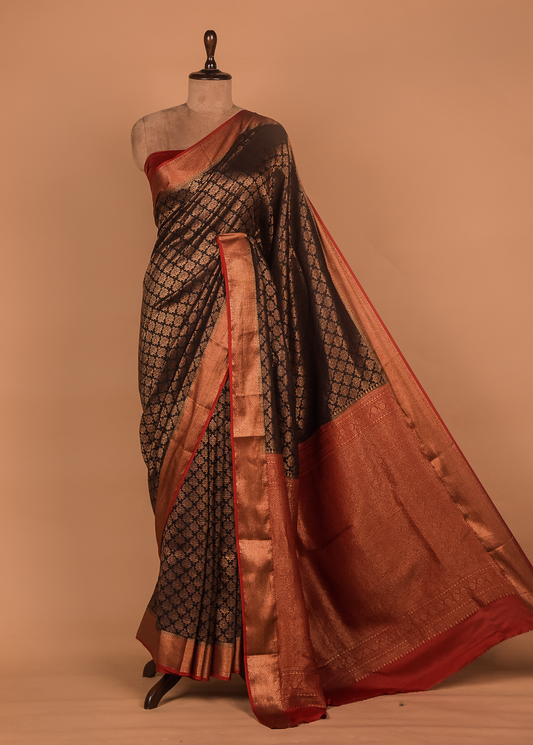 Black Crepe Banarasi Saree