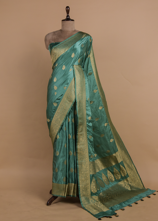 Blue Art Satin Banarasi Saree