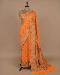 Orange Georgette Bandhani Saree