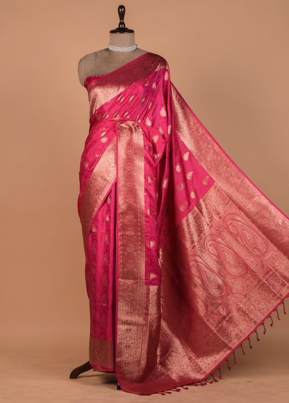 Pink Satin Silk Kanjeevaram Saree