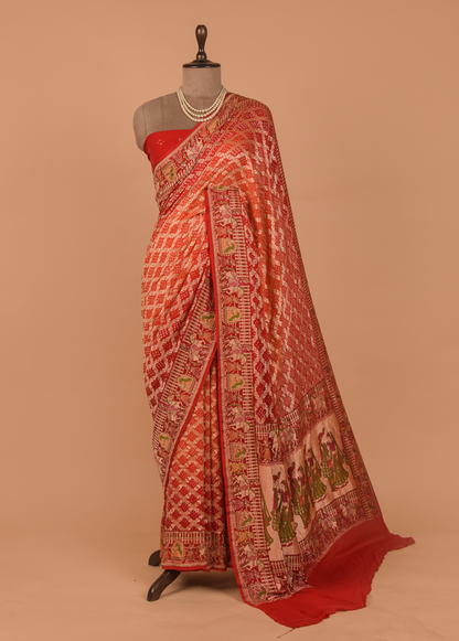 Red Georgette Printed Saree