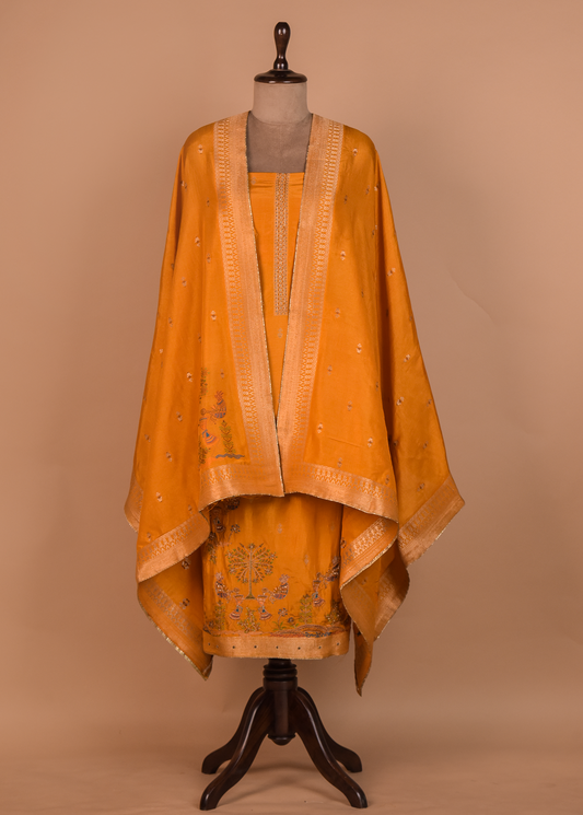 Orange Crepe Dress Material