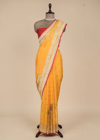 Yellow Georgette Banarasi Saree