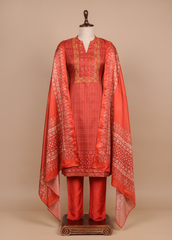 Red Tussar Straight Set