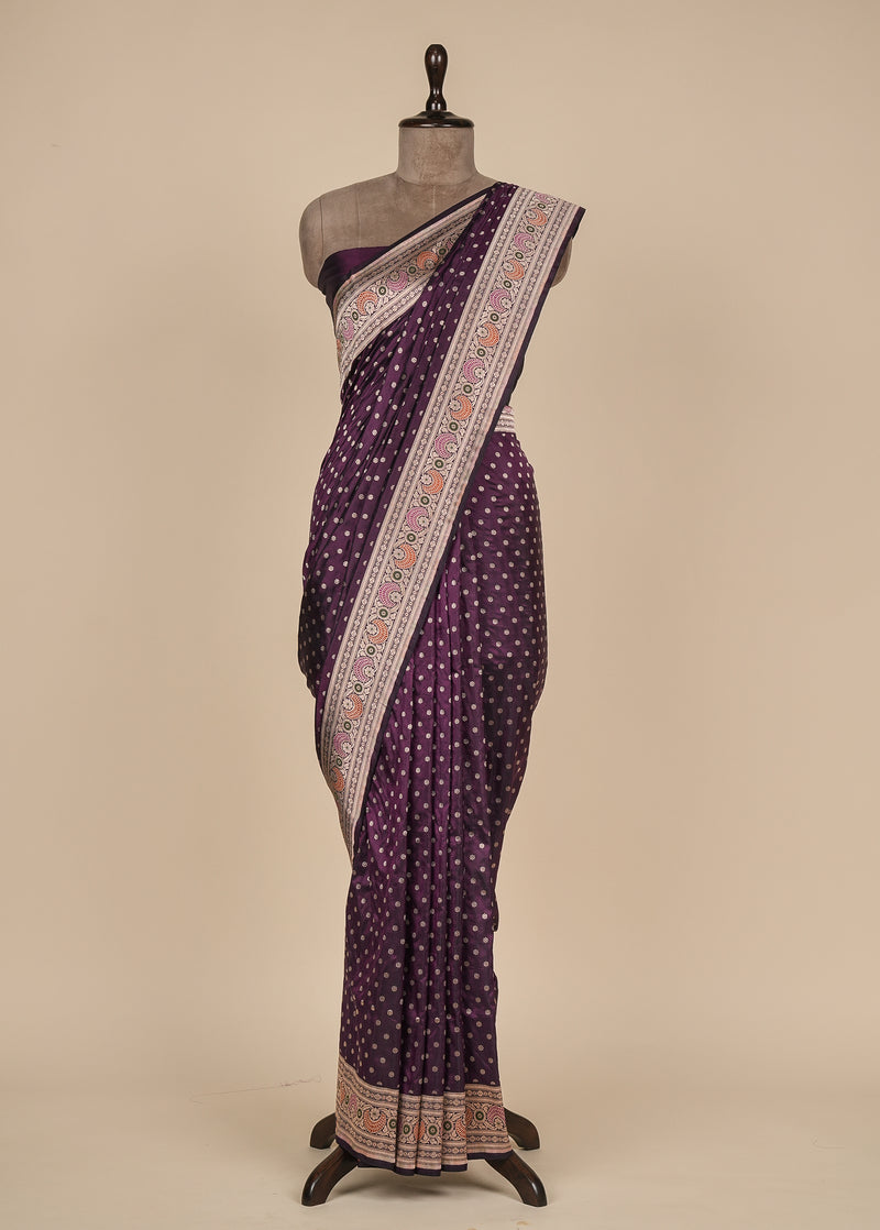 Wine Silk Banarasi Saree