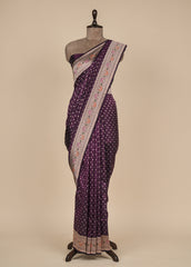 Wine Silk Banarasi Saree