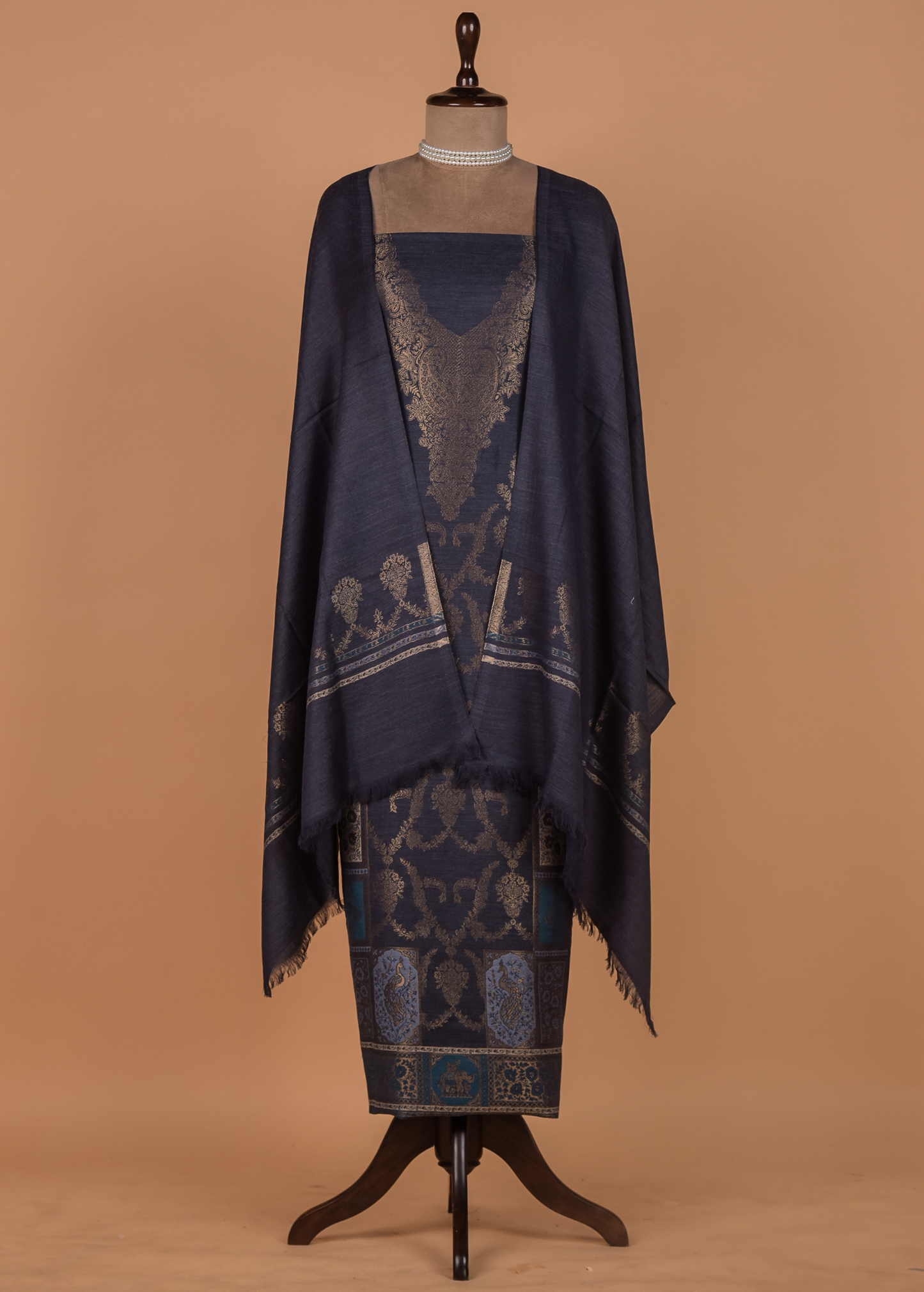Blue Pashmina Dress Material