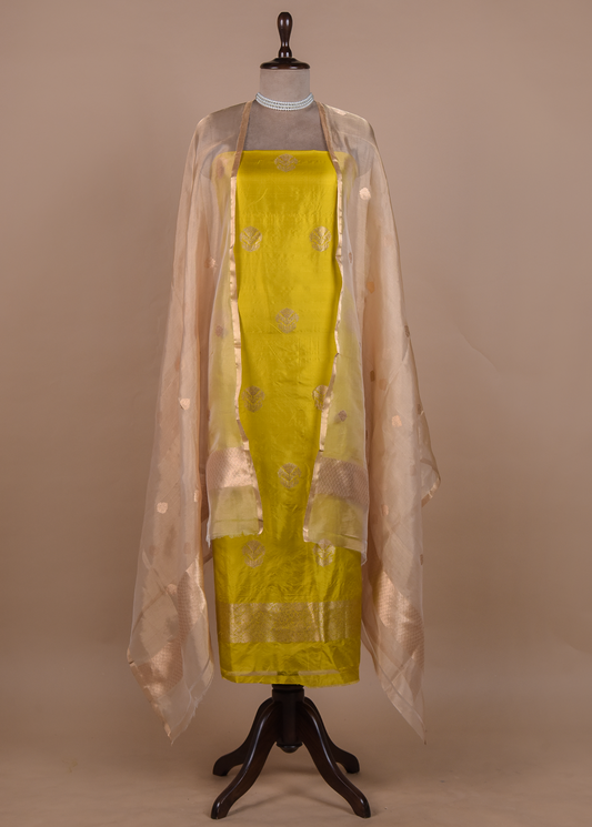 Yellow Silk Dress Material
