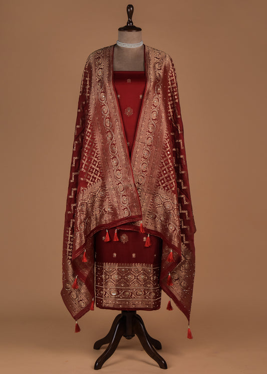 Red Satin Dress Material