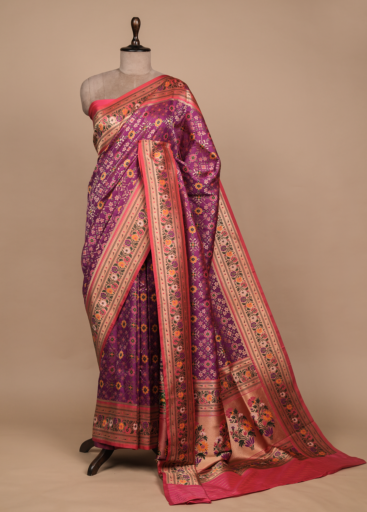 Purple Art Silk Patola Saree