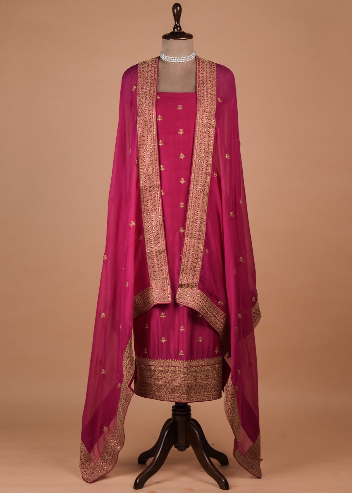 Pink Tussar Dress Material