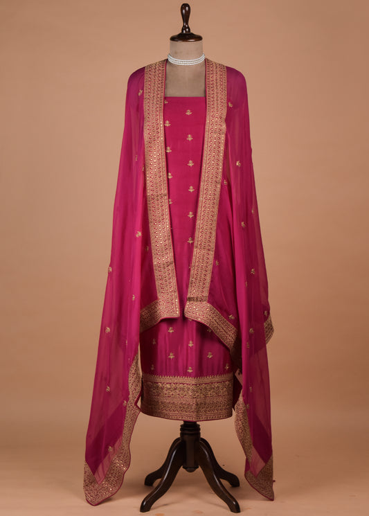 Pink Tussar Dress Material