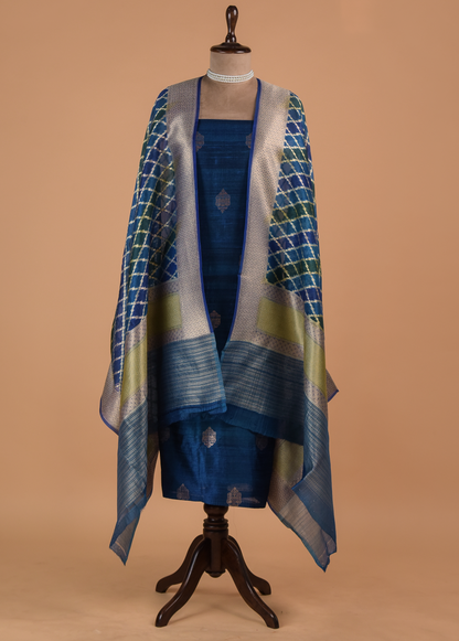 Blue Silk Dress Material