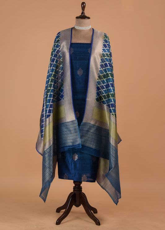 Blue Silk Dress Material | Greenways Delhi