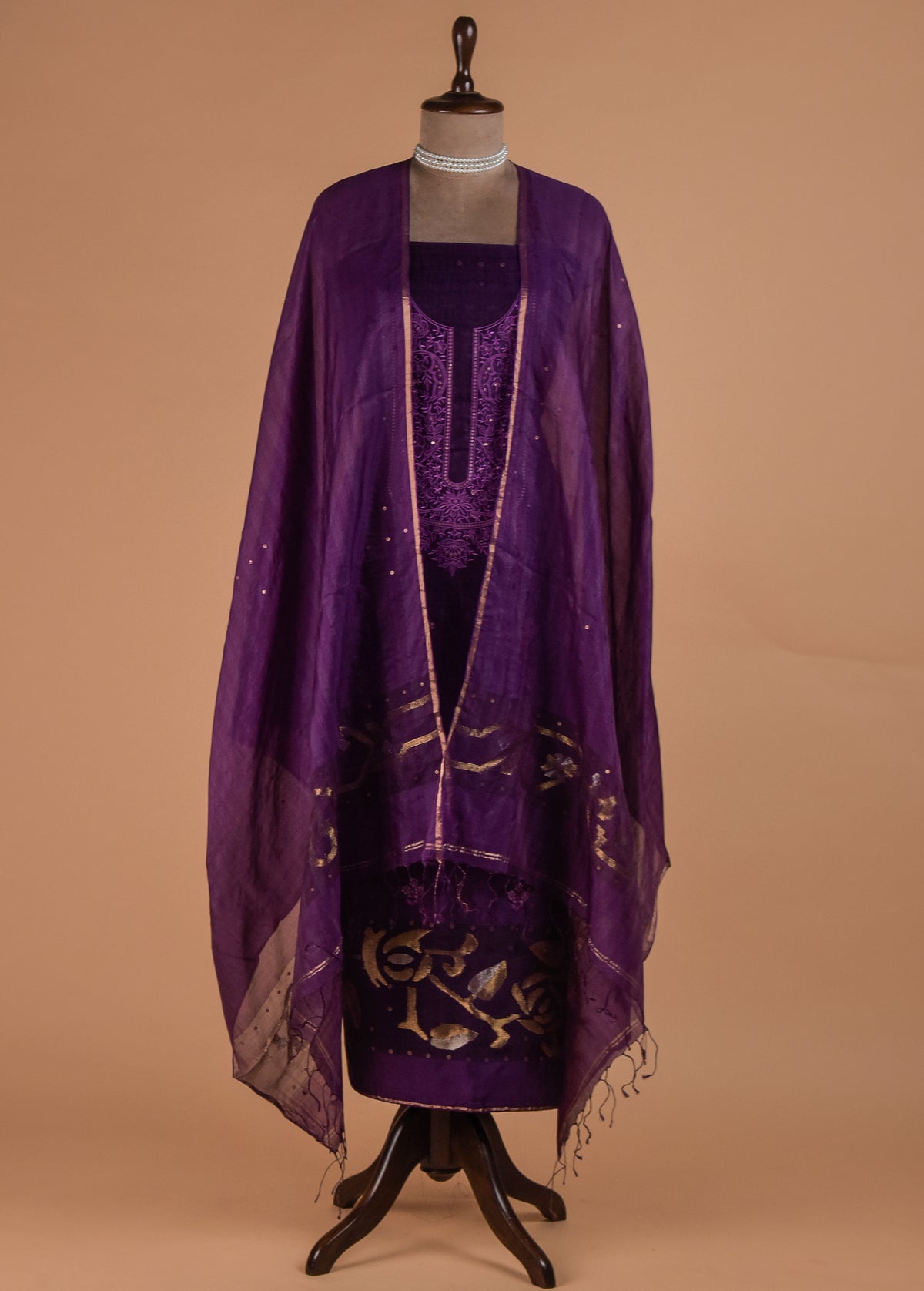Purple Silk Dress Material