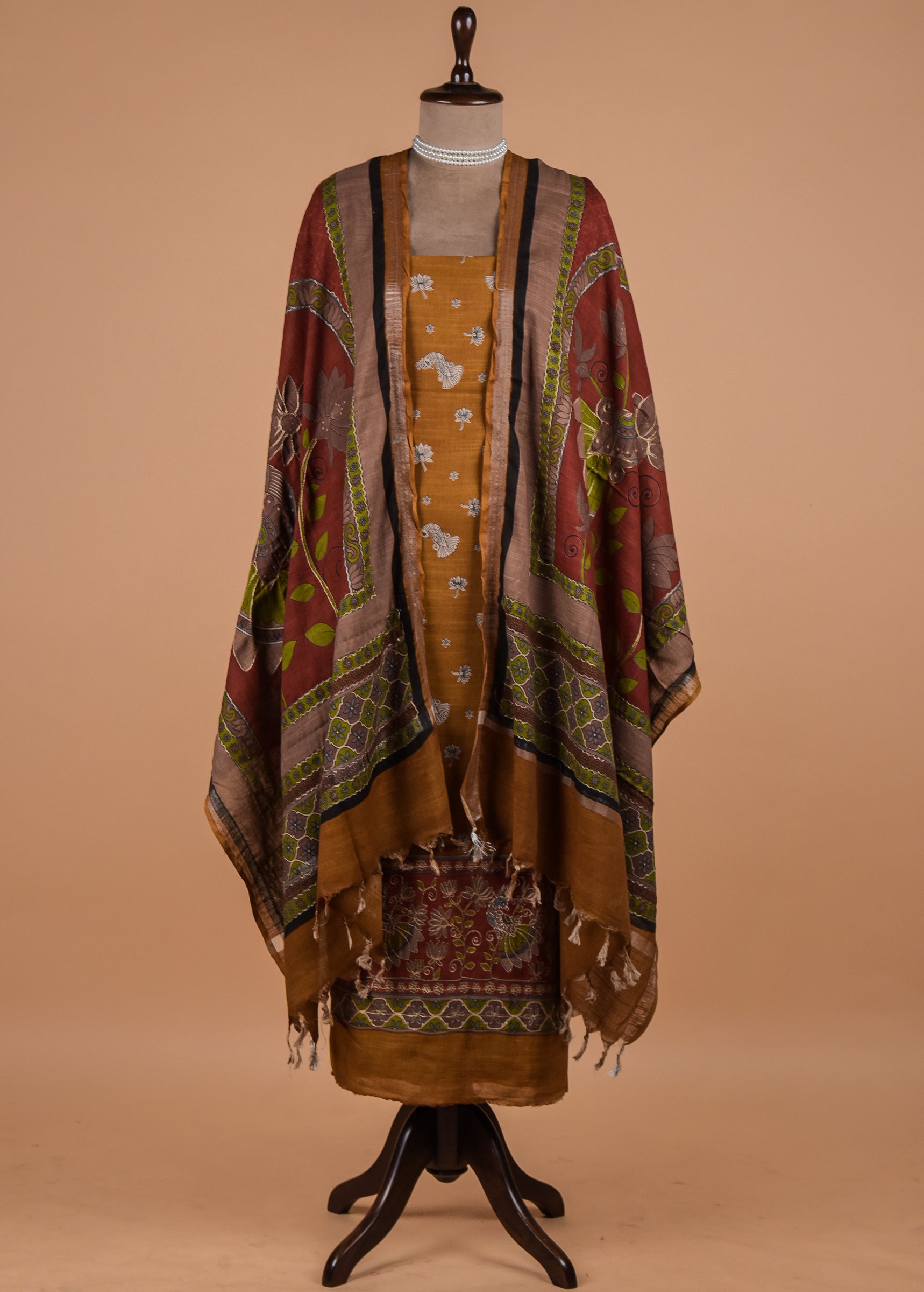 Yellow Cotton Silk Dress Material