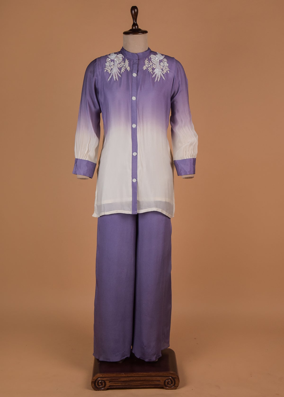 Purple Chinon Crepe Coord Set