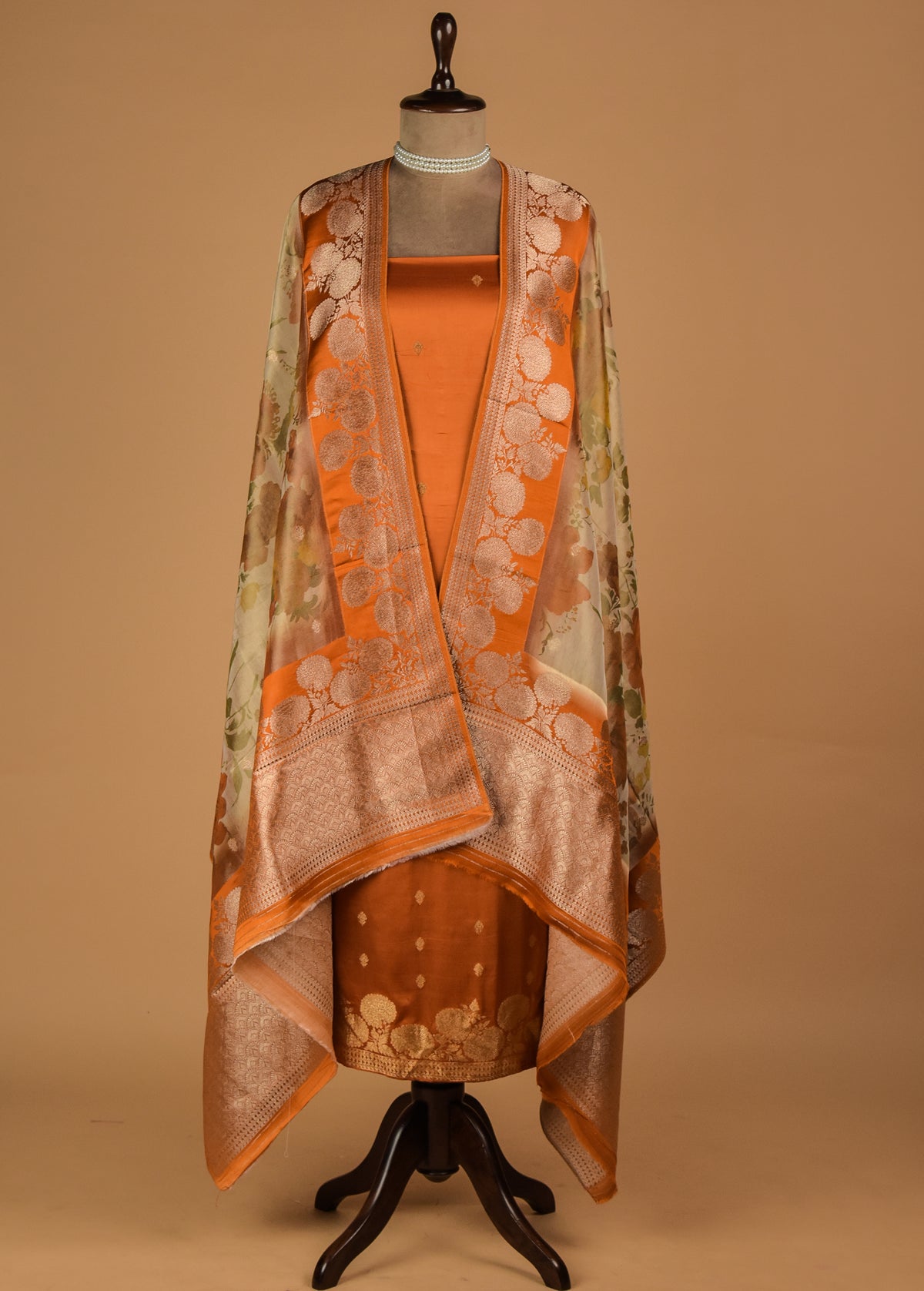 Yellow Crepe Silk Dress Material
