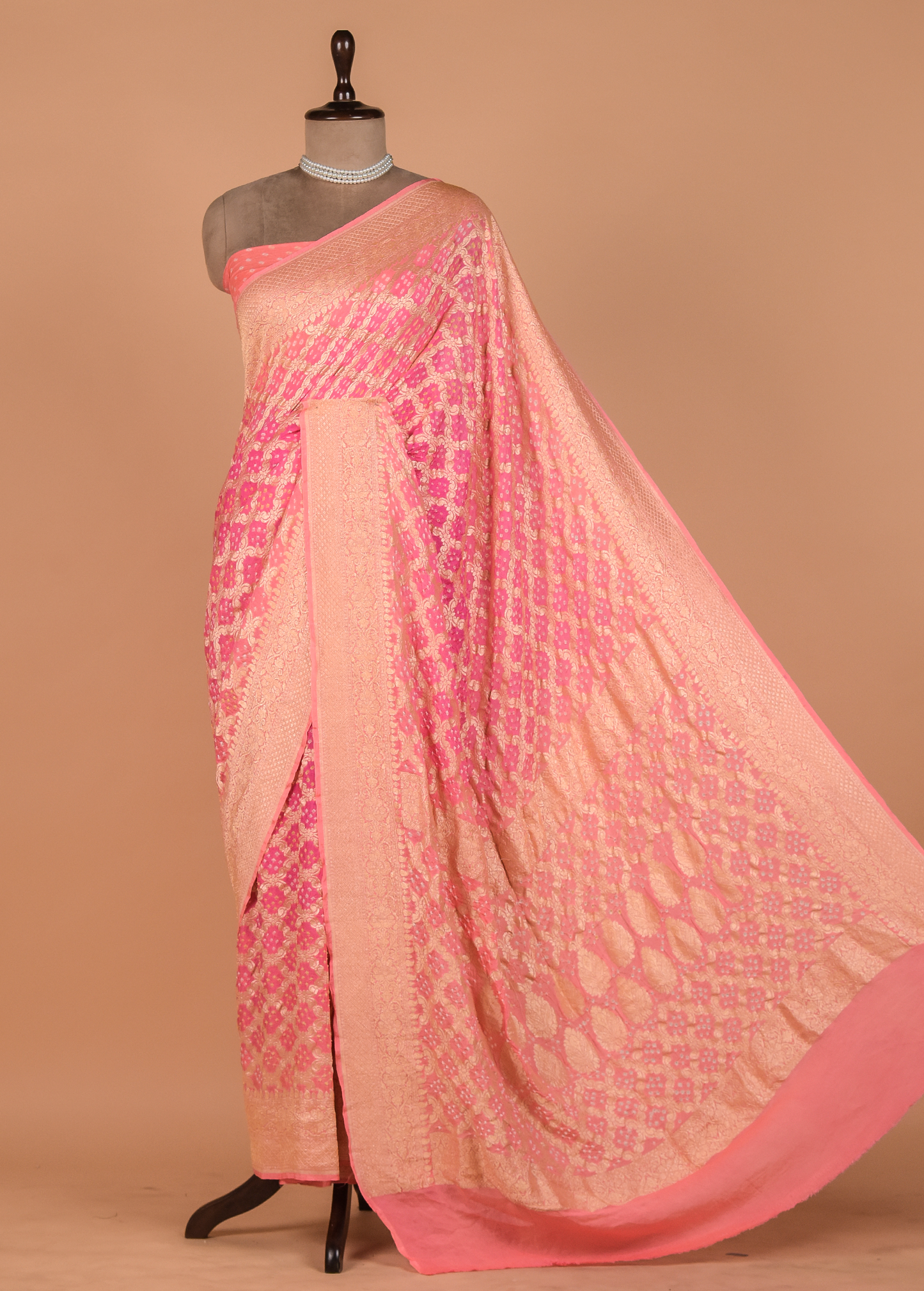Pink Georgette Bandhani Saree