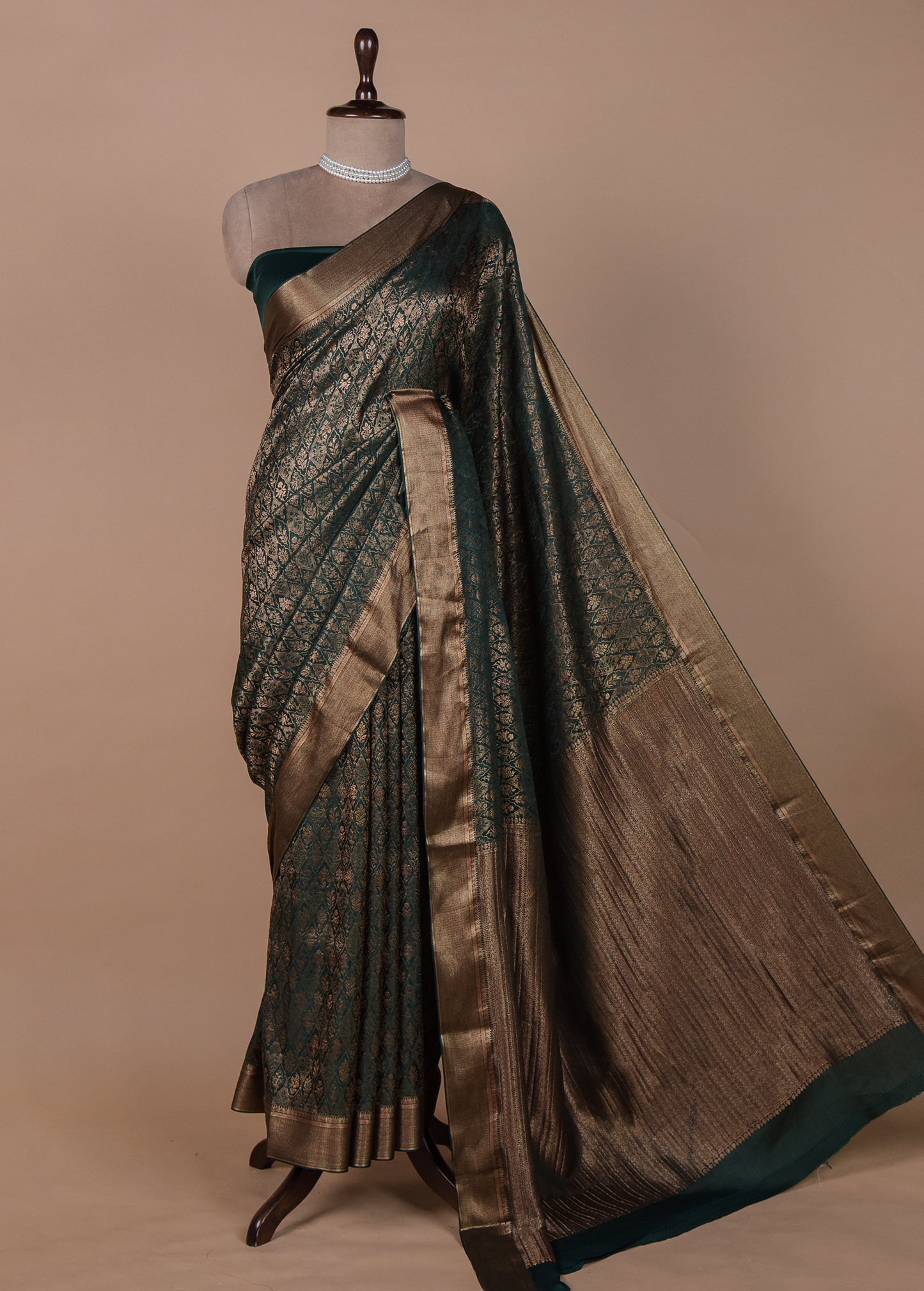 Green Crepe Silk Banarasi Saree