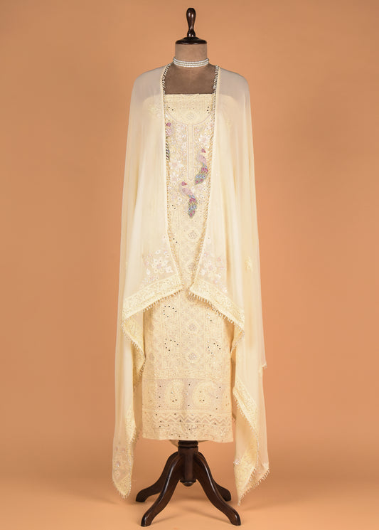 Lemon Georgette Dress Material