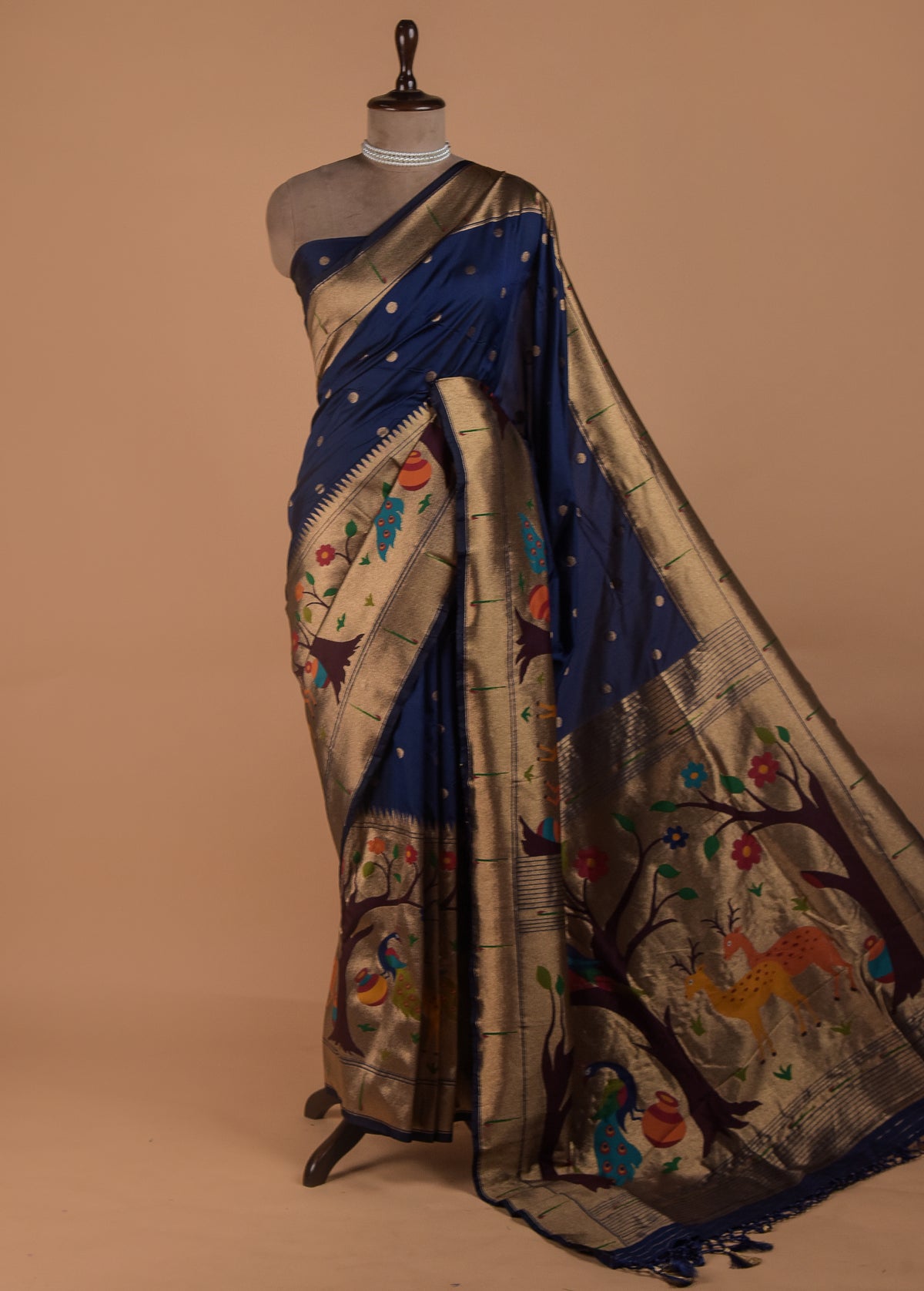 Blue Art Satin Banarasi Saree