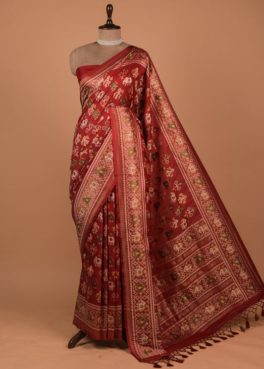 Red Art Silk Patola Saree