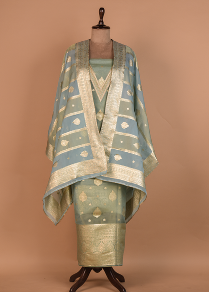 Blue Tissue Dress Material