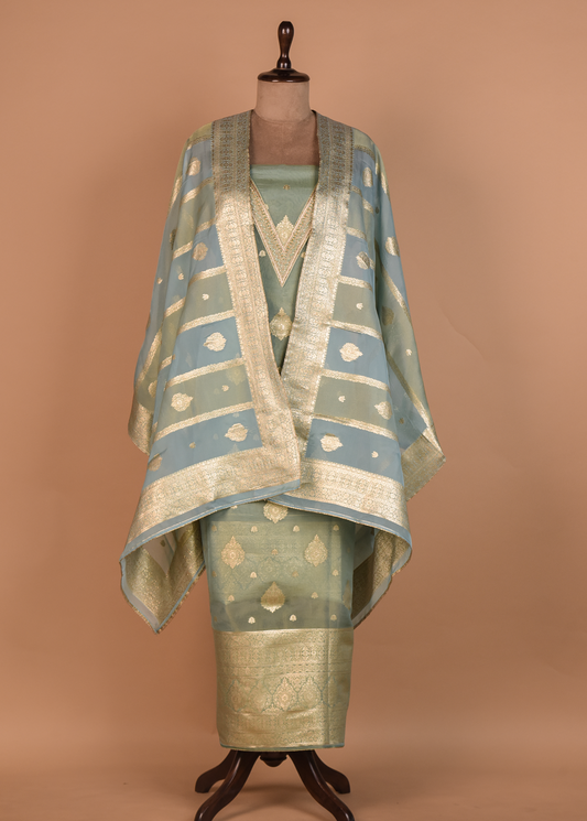 Blue Tissue Dress Material