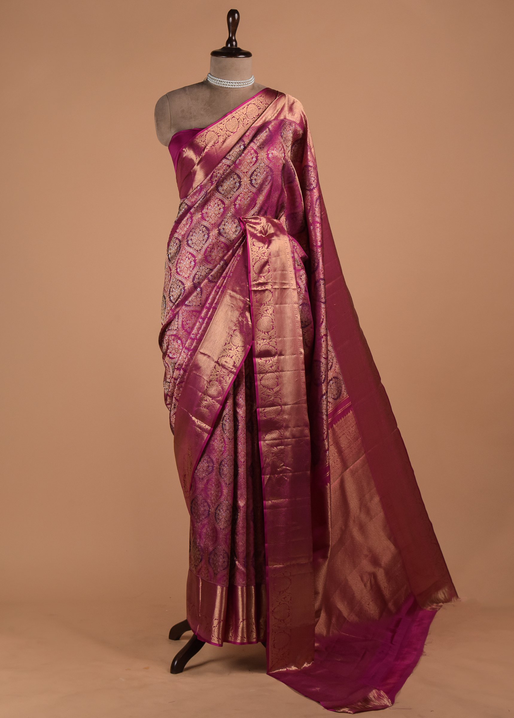 Pink Kanjeevaram Handwoven Silk Saree | Greenways