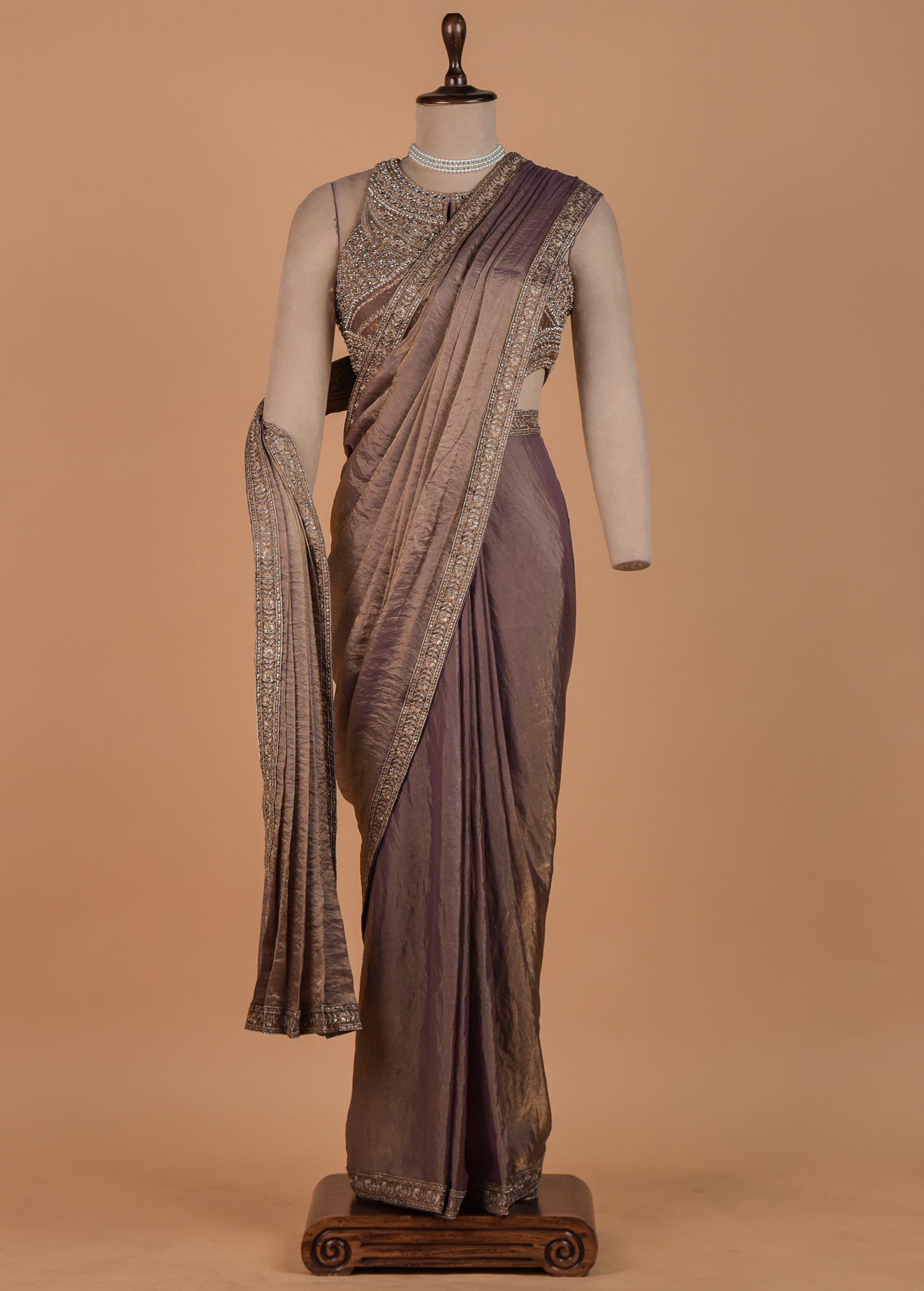 Bronze Tissue Georgette Readymade Saree