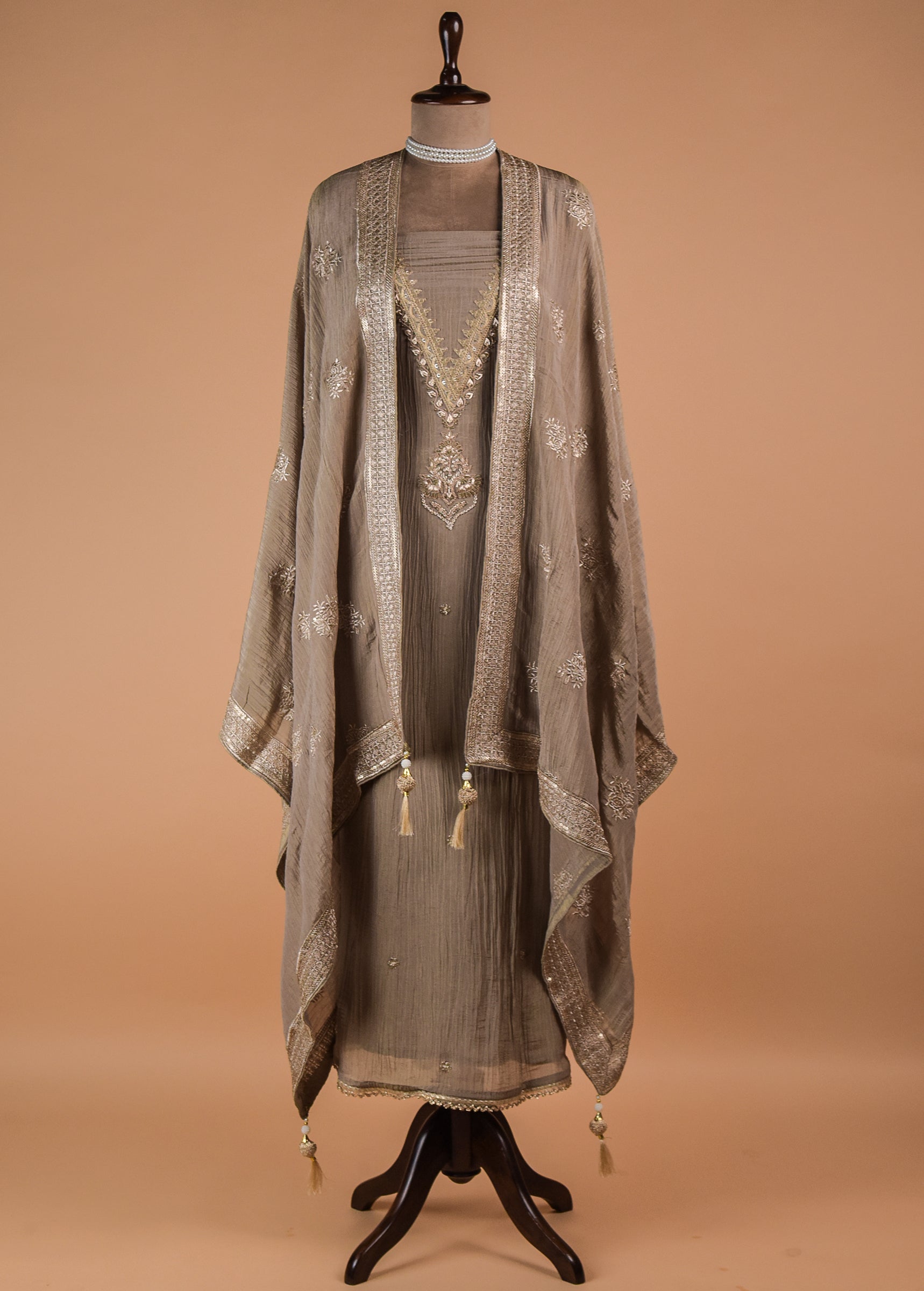 Gold Tissue Georgette Dress Material