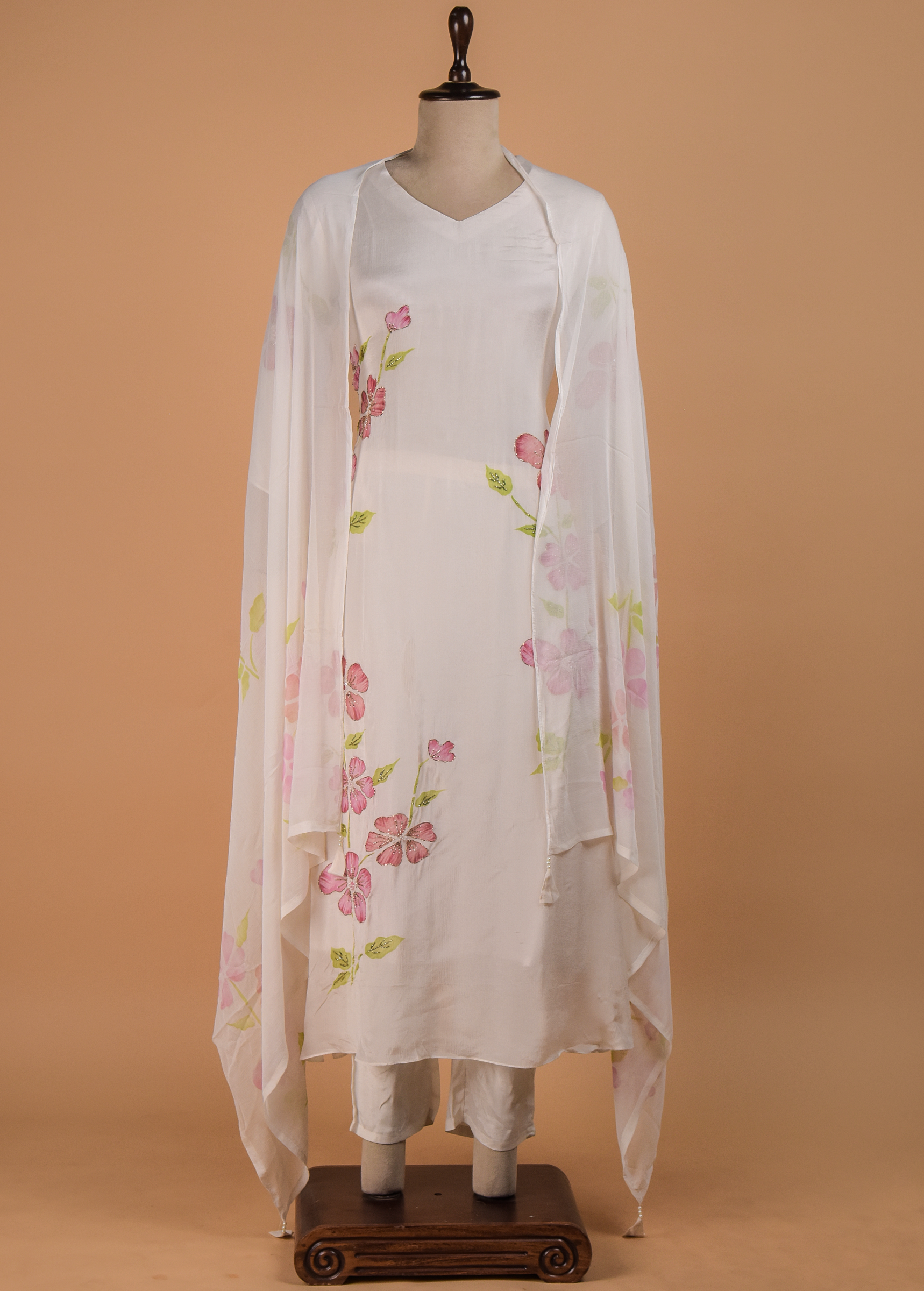 White Crepe Straight Set
